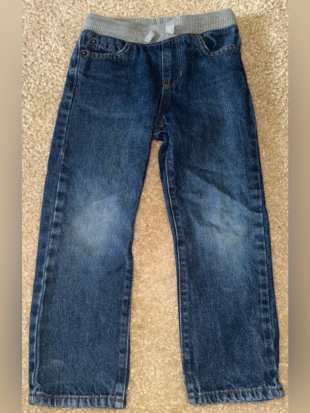 The Children's Place Boys Blue Denim Jeans with Gray Waistband